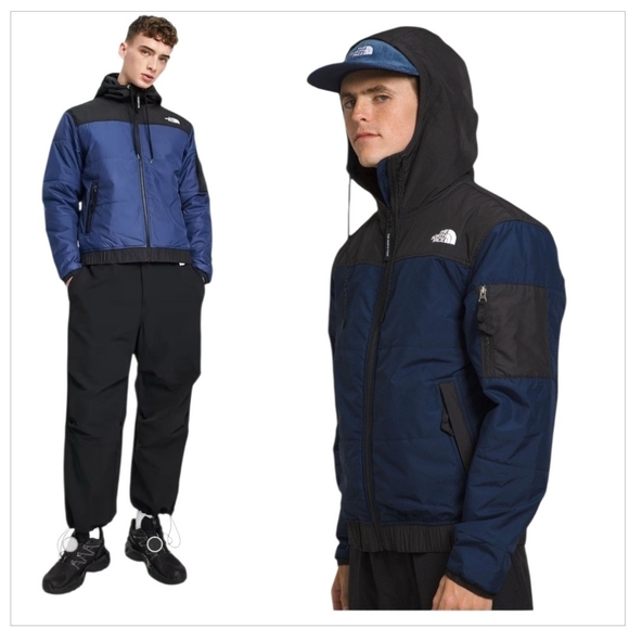 The North Face Black/Navy Highrail bomber puffer jacket sz XL - Picture 8 of 16